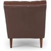 Brown PU Leather Upholstered Armless Chaise Lounge Chair with Lumbar Pillow
