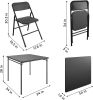 Black 5-Piece Square Folding Dining Table with 4 Chairs Guest Set Card Table