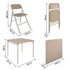 5-Piece Square Folding Dining Table with 4 Chairs Guest Set Game Table - Beige