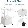 White Metal Wood Rolling File Cabinet with Open File Hanging Bar