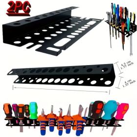 Two Piece Mix & Match Metal Wall Tool Rack (Distribution Mounting Screws) - Portable Hammer/Wrench/Pliers & Screwdriver Storage Rack