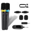 2.4G Wireless Microphones UHF Wireless Microphones Metal Handheld Dynamic Mics with 164FT Range RGB Light for Karaoke Party DJ Wedding Speech Outdoor