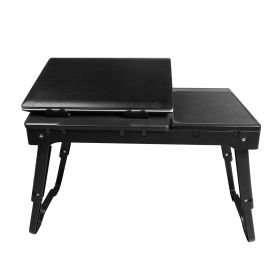 Foldable Laptop Table Bed Notebook Desk w/Cooling Fan Mouse Board LED light 4 x USB Ports Breakfast Snacking Tray with Storage Groove For Home Office (Option: GPCT)
