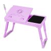 Foldable Laptop Table Bed Notebook Desk w/Cooling Fan Mouse Board LED light 4 x USB Ports Breakfast Snacking Tray with Storage Groove For Home Office