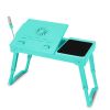 Foldable Laptop Table Bed Notebook Desk w/Cooling Fan Mouse Board LED light 4 x USB Ports Breakfast Snacking Tray with Storage Groove For Home Office