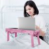Foldable Laptop Table Bed Notebook Desk w/Cooling Fan Mouse Board LED light 4 x USB Ports Breakfast Snacking Tray with Storage Groove For Home Office