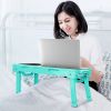 Foldable Laptop Table Bed Notebook Desk w/Cooling Fan Mouse Board LED light 4 x USB Ports Breakfast Snacking Tray with Storage Groove For Home Office