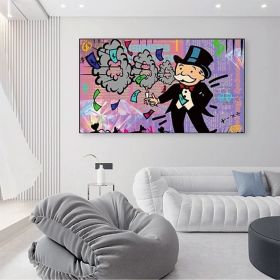 Hand Painted Oil Painting Street Art Abstract Alec Monopoly Painting Modern Living Room Hallway Bedroom Luxurious Decorative Painting (style: 01, size: 150X220cm)